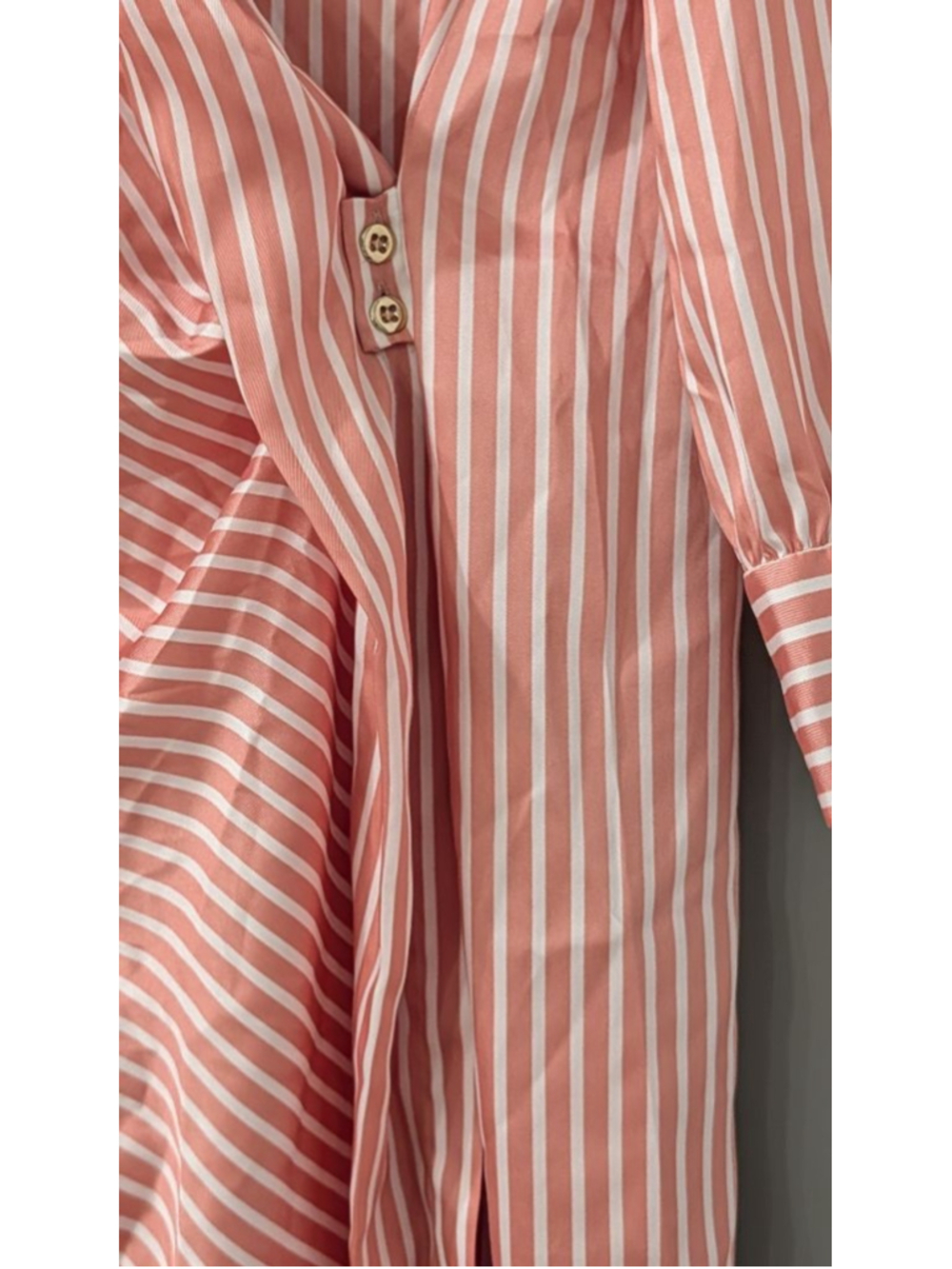 Women's Zara Coral White Striped Long Sleeve Wrap Dress S - Picture 3 of 10